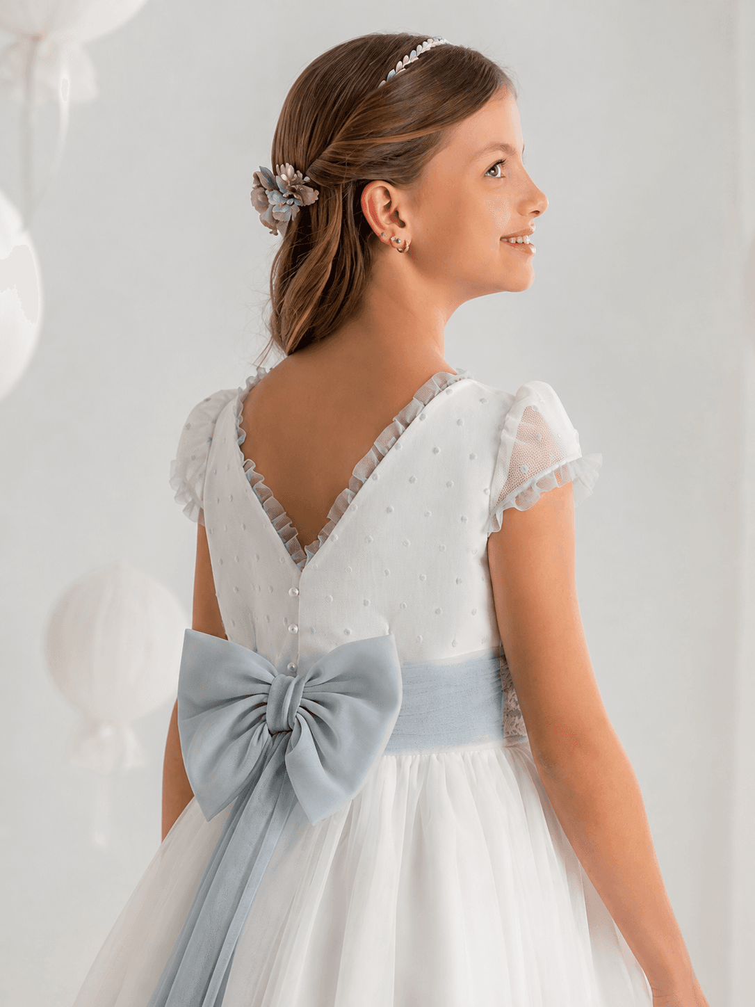 Vestido de Comunión Tul bodoques 7113